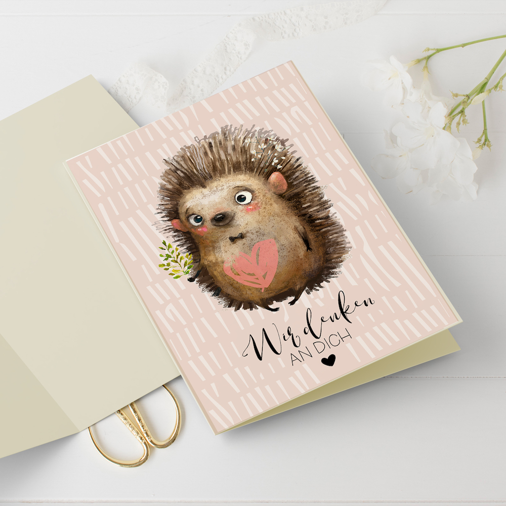 Klappkarte Wir denken an Dich Dein